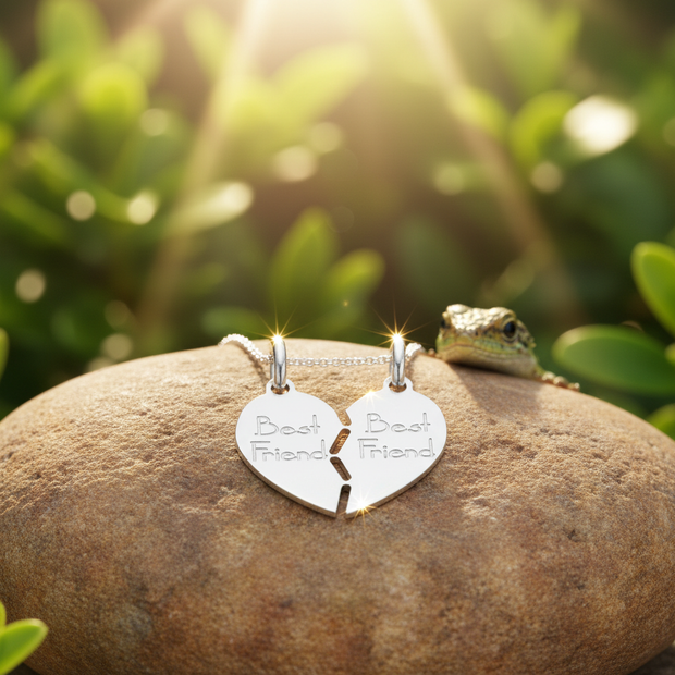 Best Friend Heart Pendant Facing Forward with Lizard