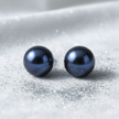 Black Freshwater Pearl Stud Earrings V2 Silver