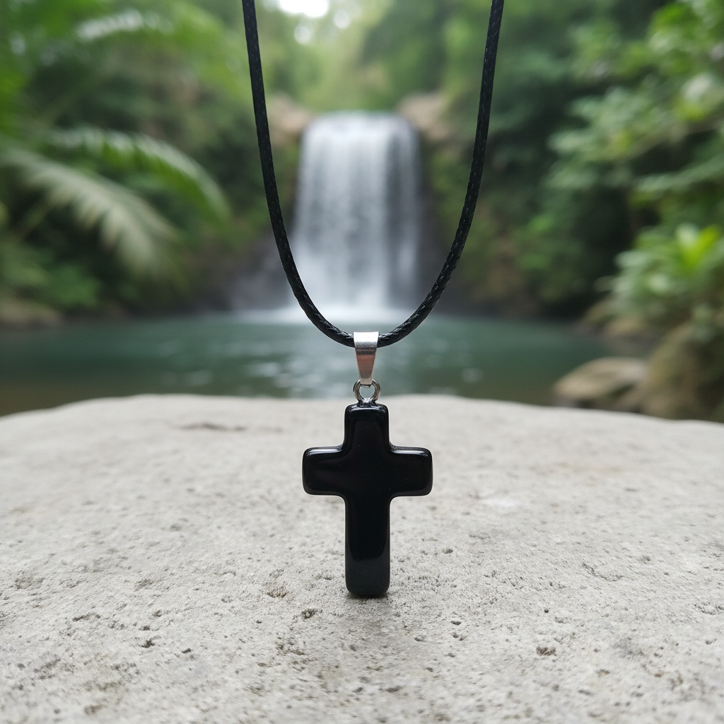 Black Obsidian Cross Pendant