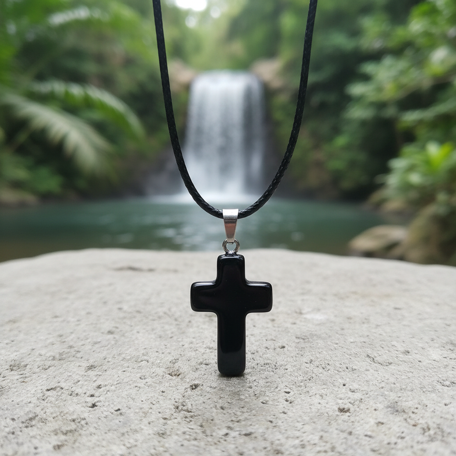 Black Obsidian Cross Pendant