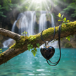 Black obsidian heart pendant on black leather cord