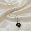 Black Obsidian Necklace on Cream Silk