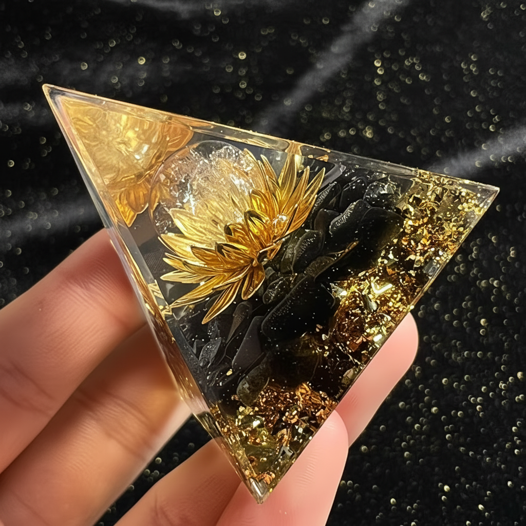Black Obsidian Pyramid - Hand Hold Angle