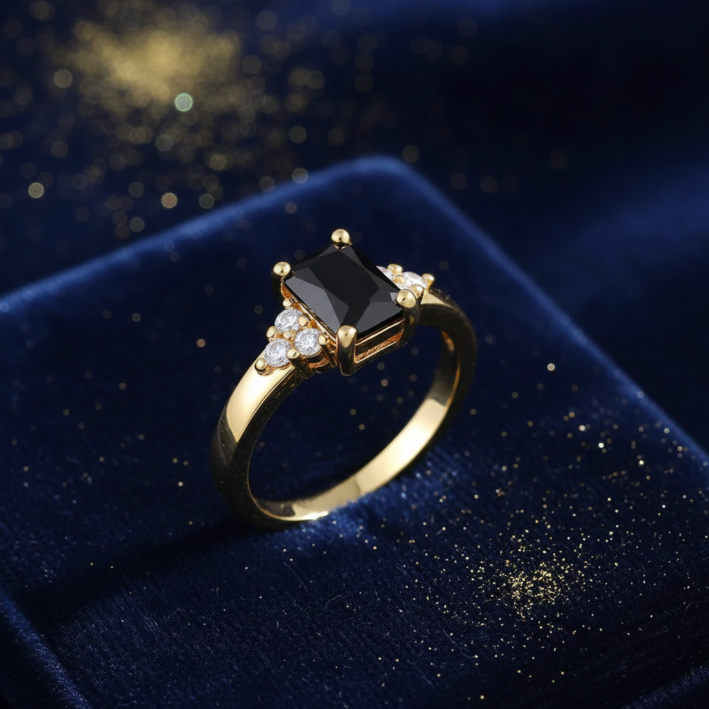 Black Onyx Ring - Navy Dust