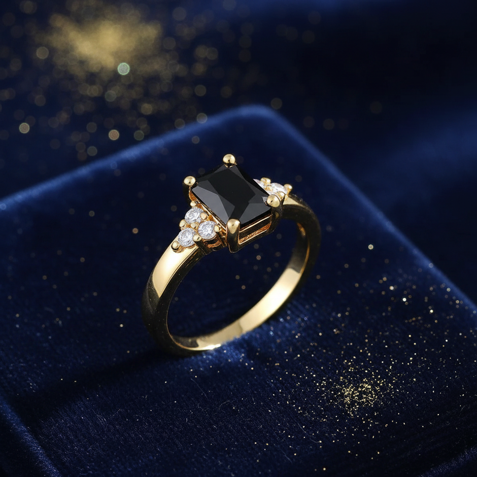Black Onyx Ring - Navy Dust