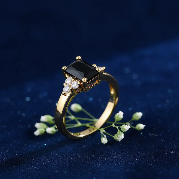 Black Onyx Ring - Navy Greenery