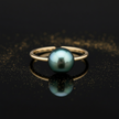 Black Peacock Pearl Adjustable Ring – V2