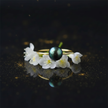 Black Peacock Pearl Adjustable Ring – V3