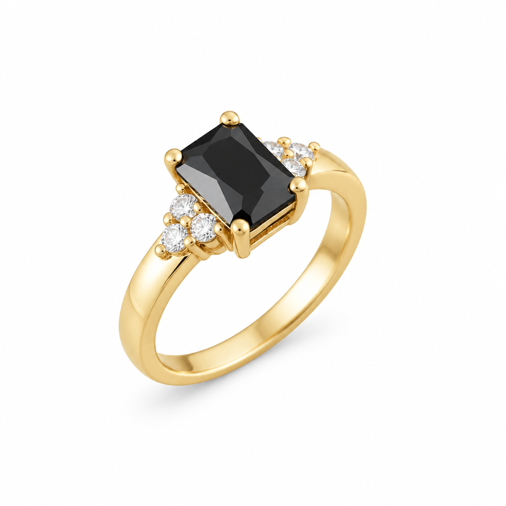 Black spinel ring on white, image 1