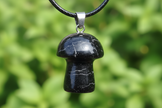 Black Tourmaline Mushroom Pendant – Greenery
