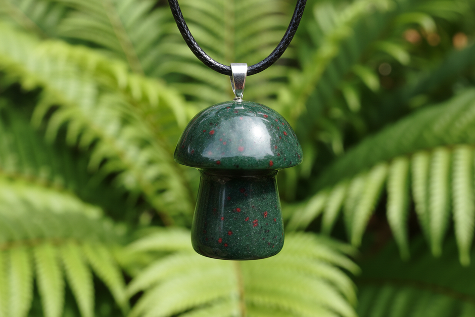 Bloodstone Mushroom Pendant – Greenery