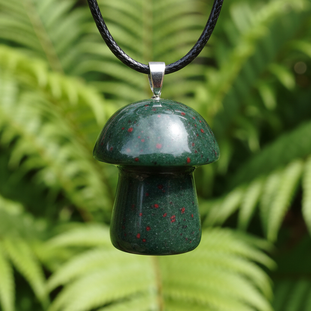 Bloodstone Mushroom Pendant – Greenery