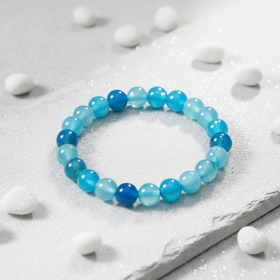 Blue Agate Bracelet - Styled White Velvet