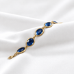 7.9-inch 20cm 14ct Gold Titanium Oval Blue Crystal Bracelet