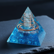 Blue Crystal Copper Coil Pyramid – Charcoal Slate