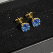 Blue CZ Gold Stud Earrings – Black Velvet Redo