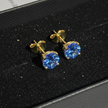 Blue CZ Gold Stud Earrings – V2 Gold Dust