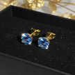 Blue CZ Gold Stud Earrings – V3 Dust + Florals
