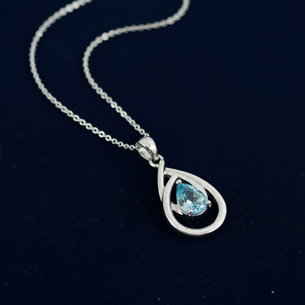 Blue CZ Teardrop Pendant — V1 Revised