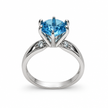 925 Silver Round Blue Cubic Zirconia Solitaire Ring