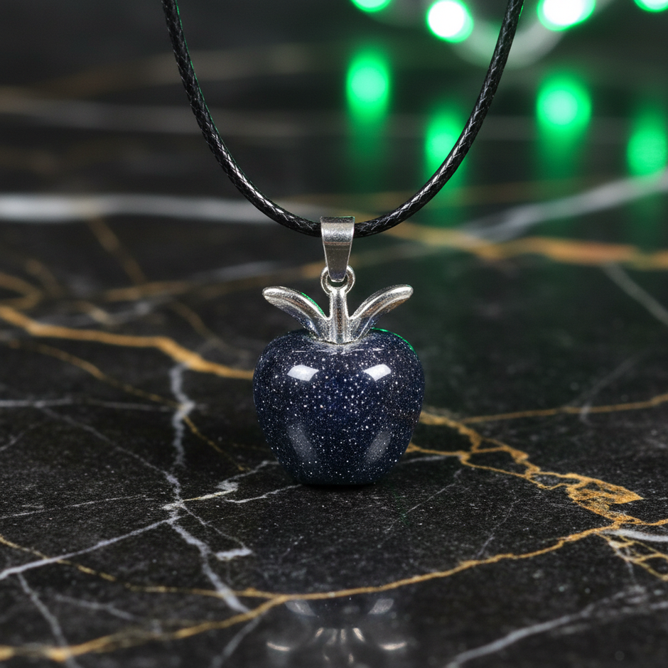 Blue Goldstone Apple Pendant