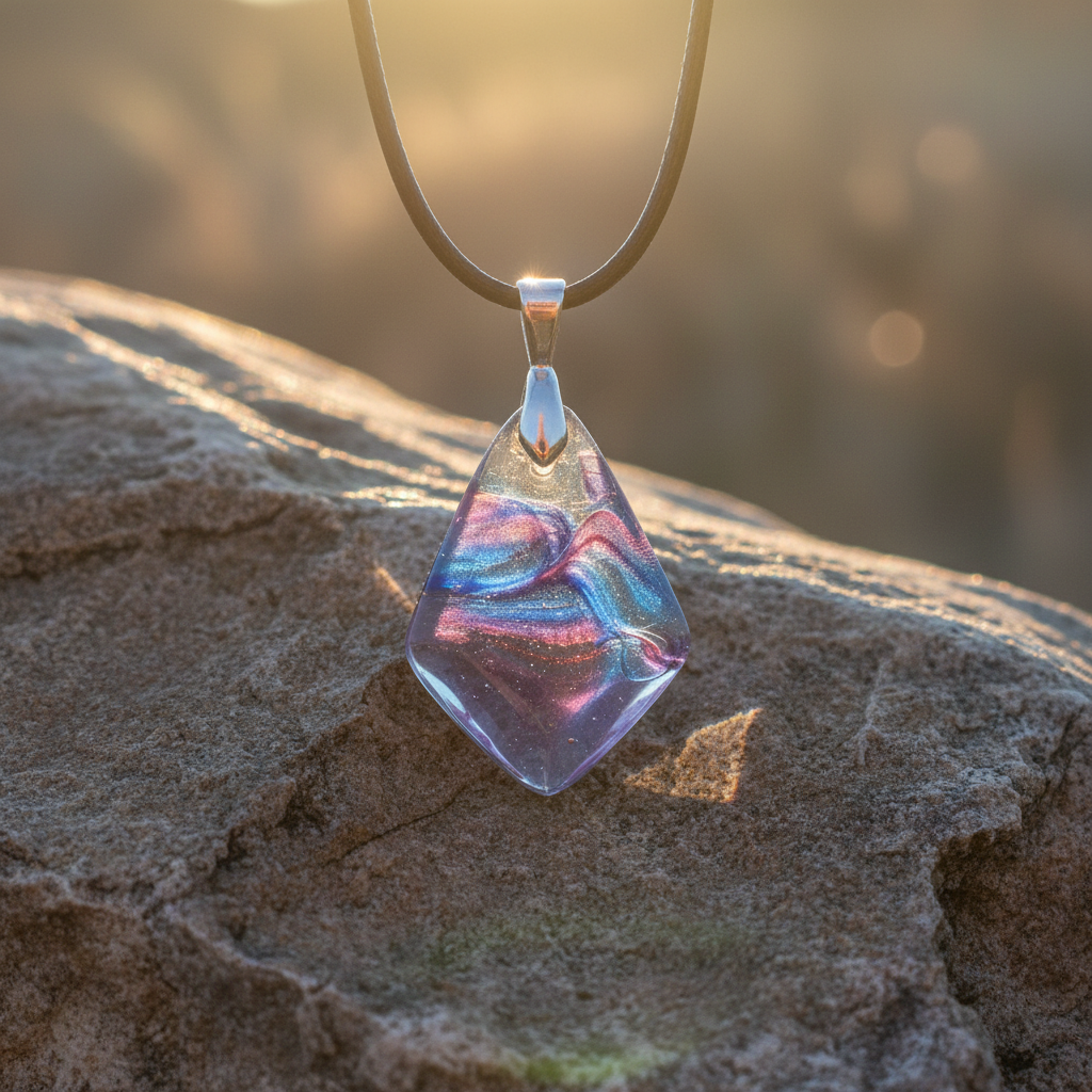 Blue Purple Crystal Pendant Close Up