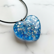 Blue Resin Heart Glitter Pendant