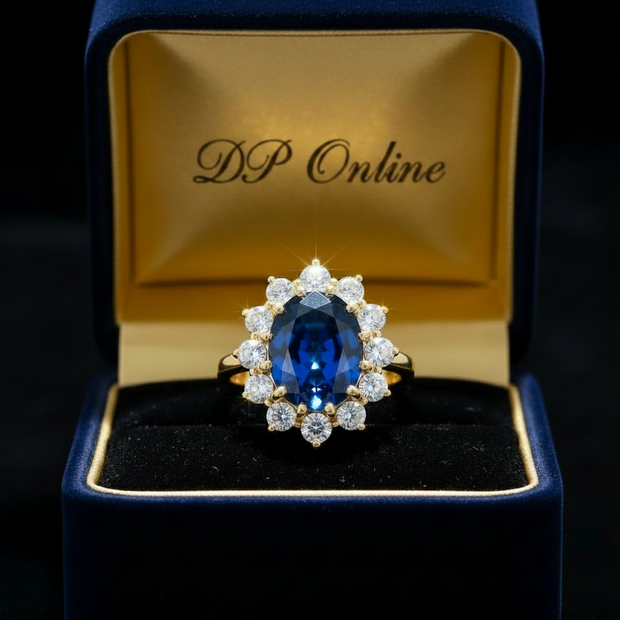 Blue Sapphire Cluster Ring – Navy Box DP Online