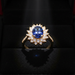 Blue Sapphire CZ Halo Ring — V1 Max Sparkle