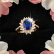 Blue Sapphire CZ Halo Ring — V3 Maximum Pop