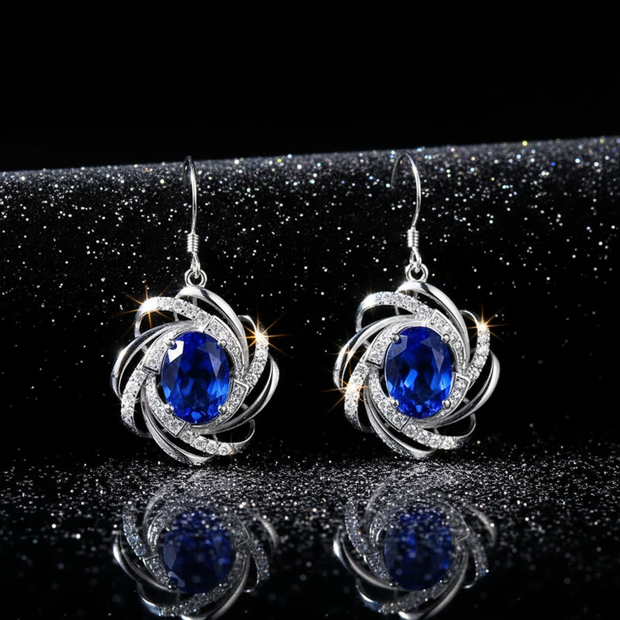 Blue Sapphire Earrings - Black Velvet