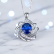 Blue Sapphire Pendant - White Marble