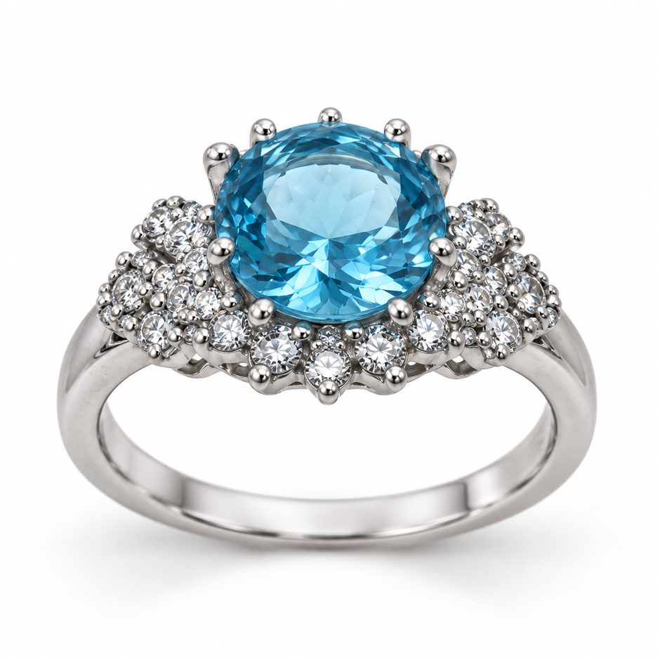 Blue Topaz ring closeup for variant shot