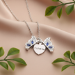 Butterfly Necklace - Champagne Silk with Greenery