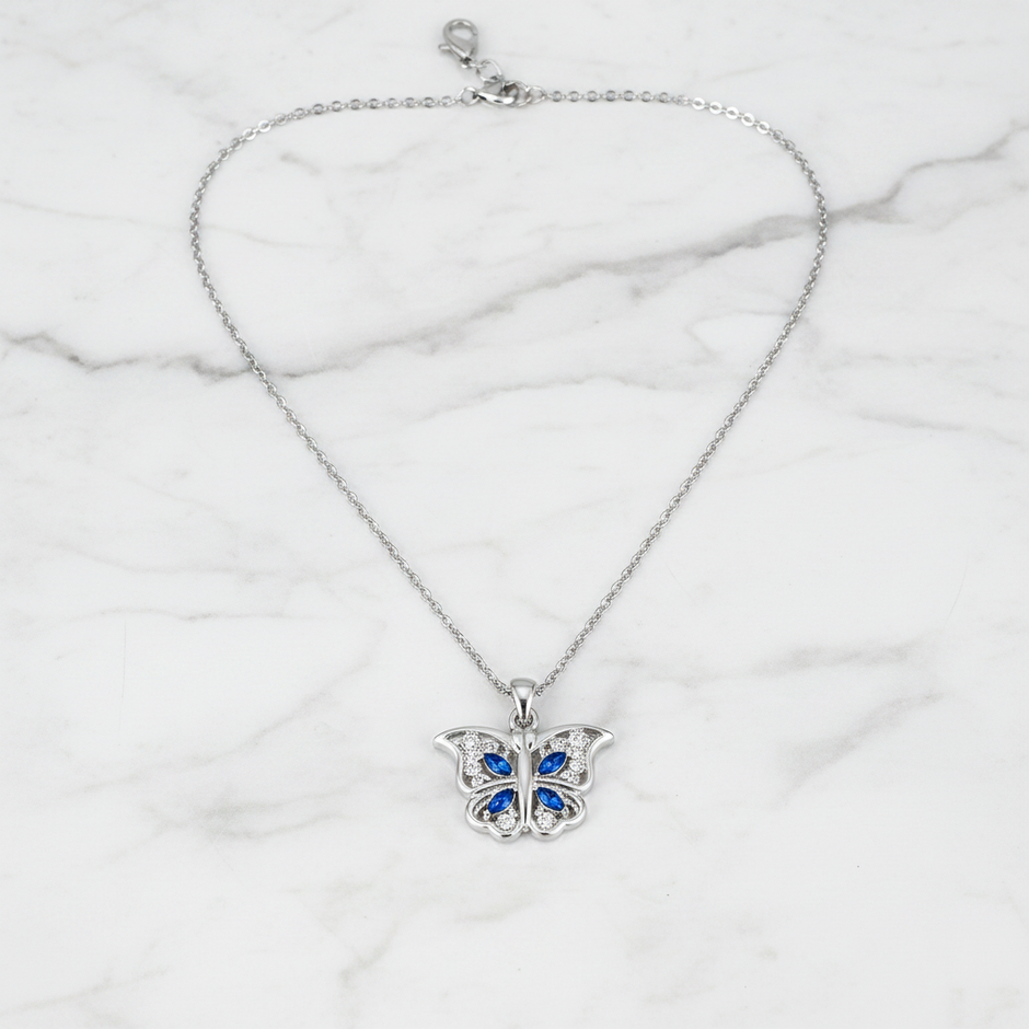 Butterfly Necklace - White Marble
