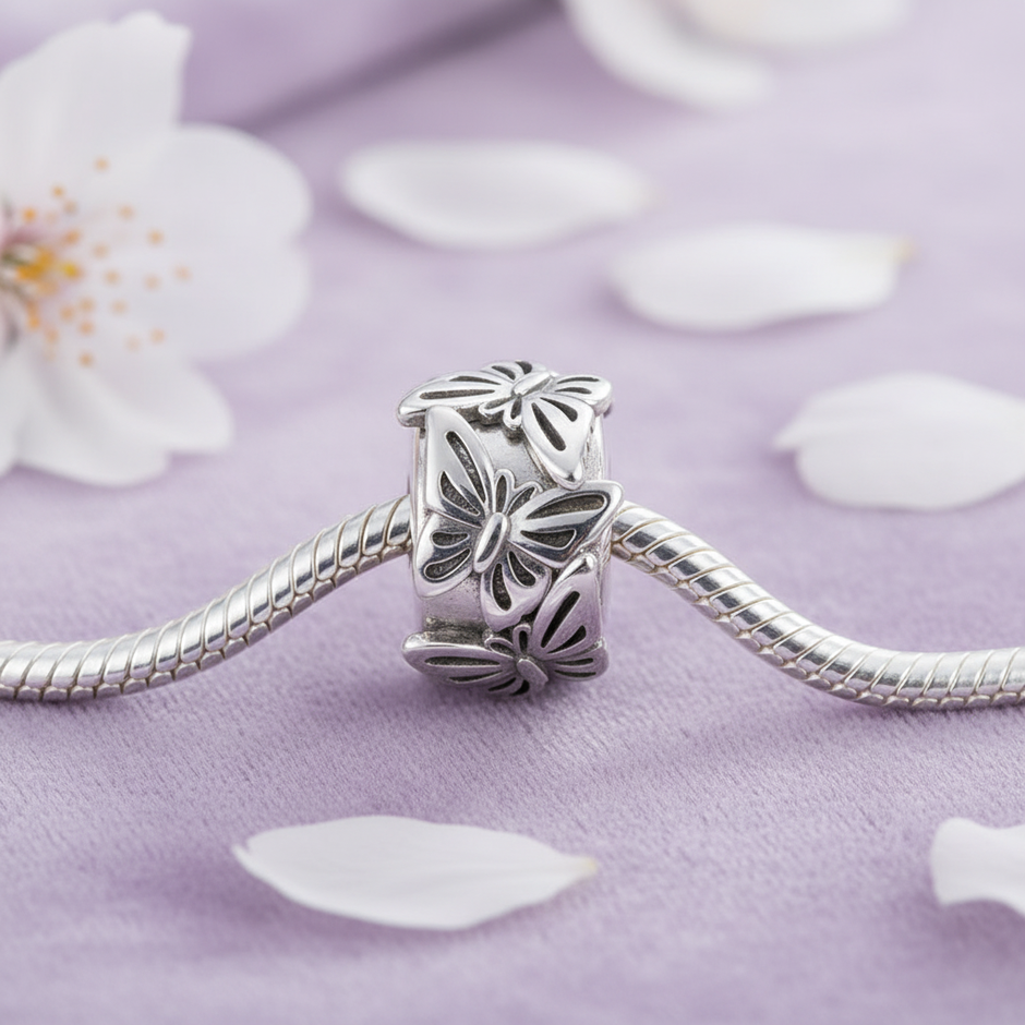 Butterfly Spacer Bead — Lavender Velvet Bracelet