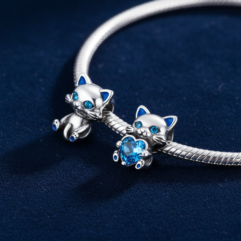 Cat Charm — Navy Bracelet