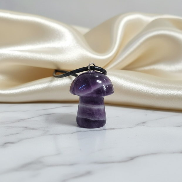 Chevron Amethyst Mushroom Pendant