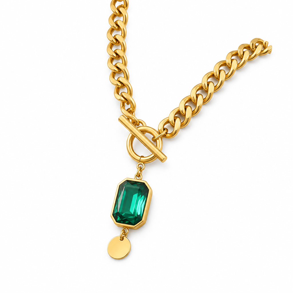 Chunky emerald necklace on white, image 2