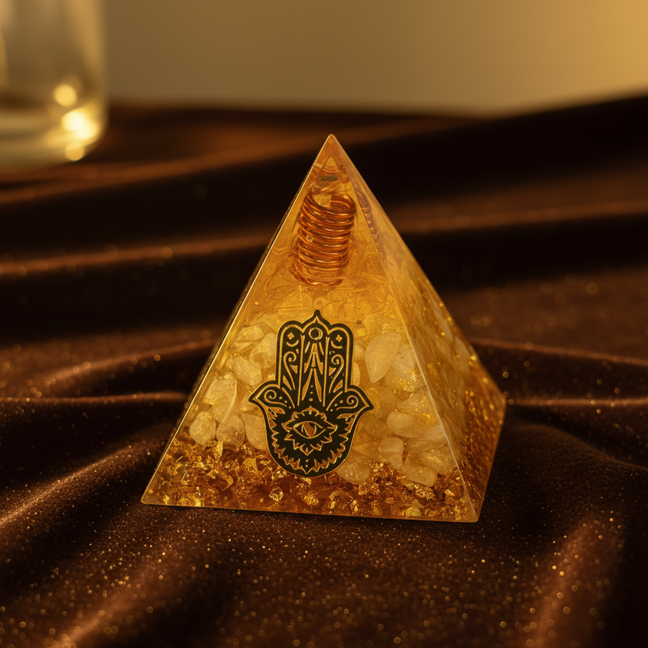 Citrine Hamsa Pyramid - Lifestyle Hero