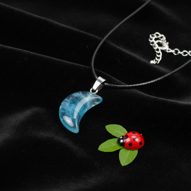 Clear Blue Moon Pendant - Greenery & Ladybug