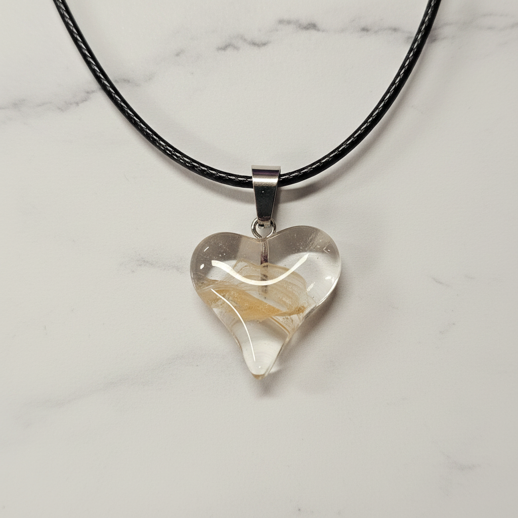 Clear Champagne Glass Heart Pendant