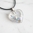 Clear Resin Heart Glitter Pendant