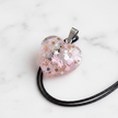 Clear Rose Resin Heart Glitter Pendant