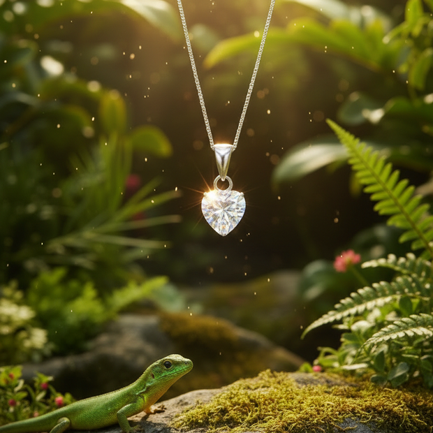 Closer view of necklace on branch