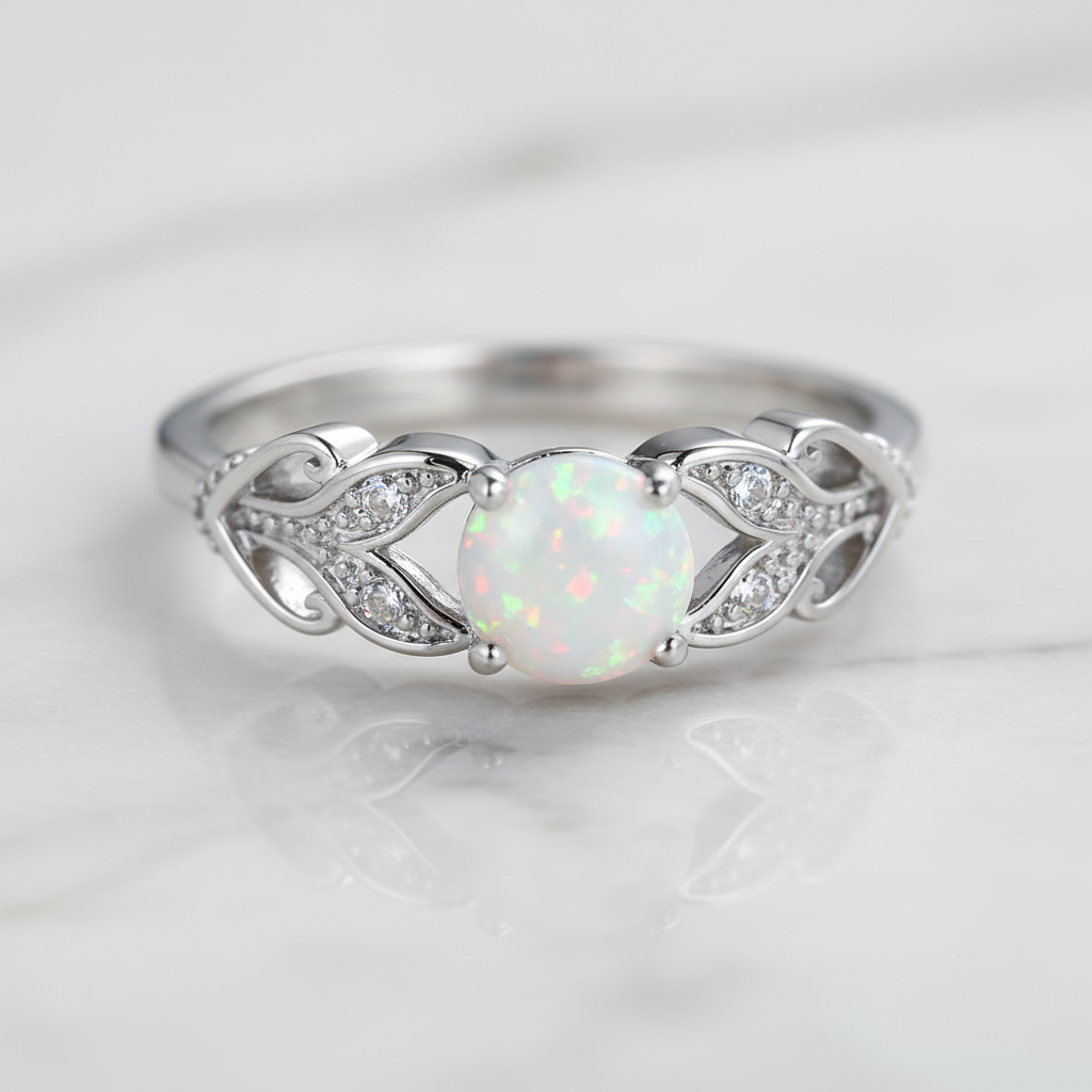 Closeup - Ring only white marble