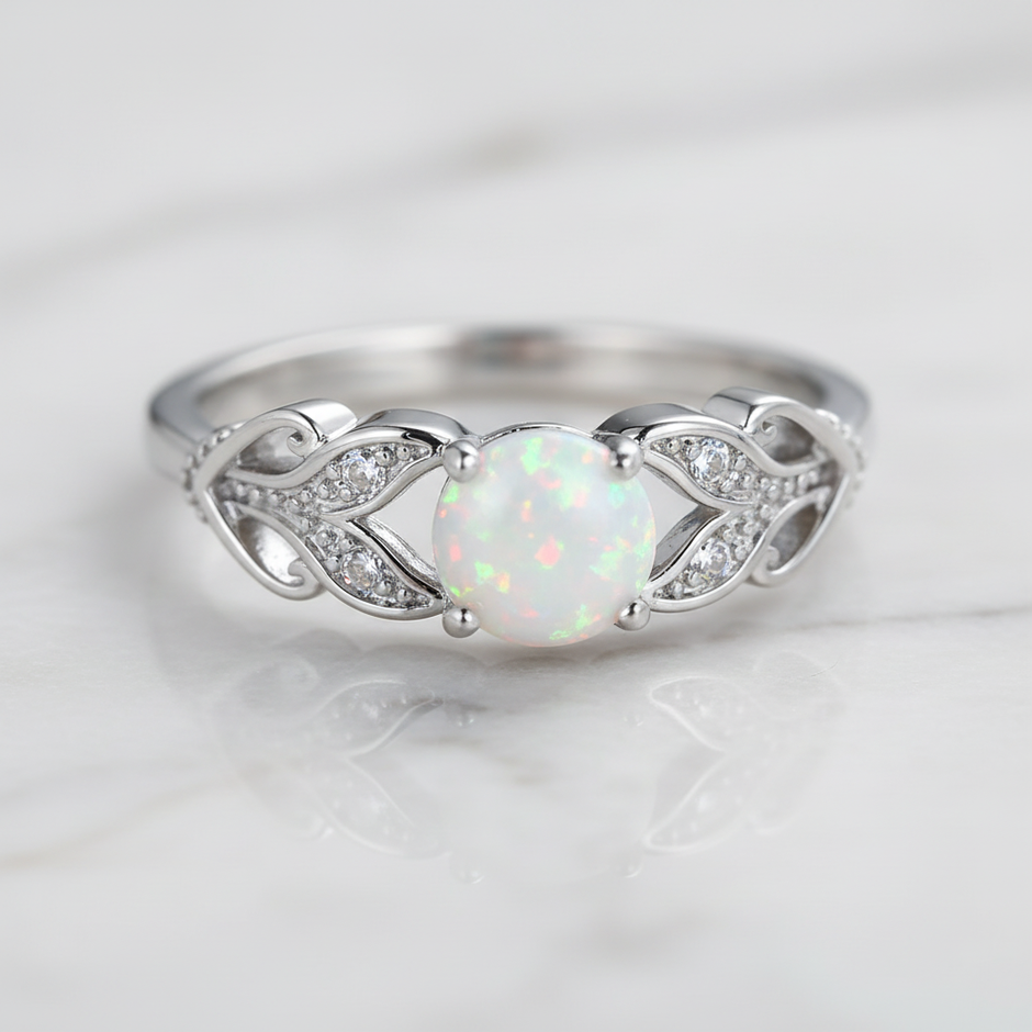 Closeup - Ring only white marble