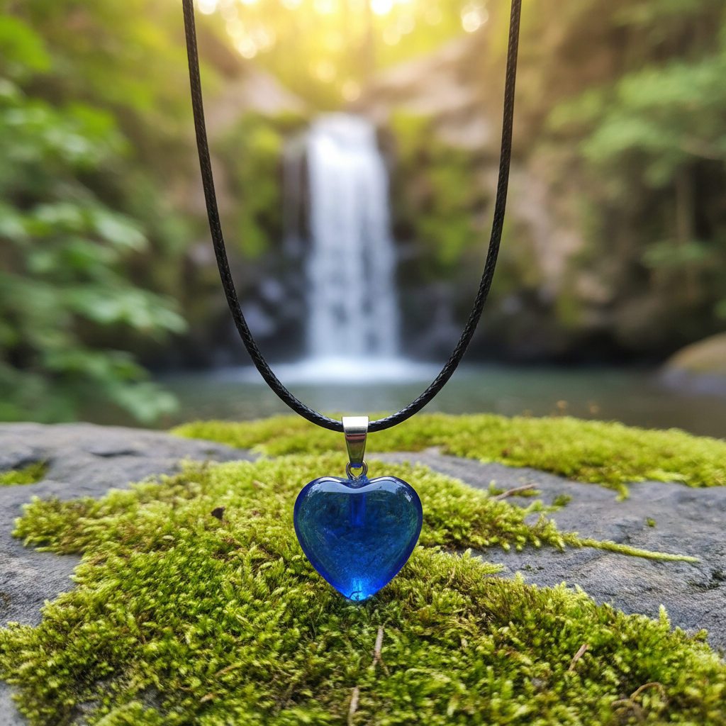 Cobalt Blue Crystal Heart Pendant