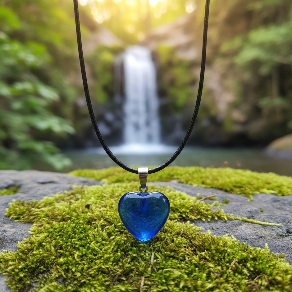 Cobalt Blue Crystal Heart Pendant