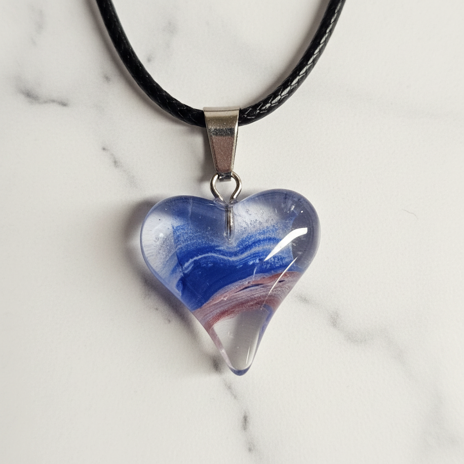 Cobalt Blue Glass Heart Pendant